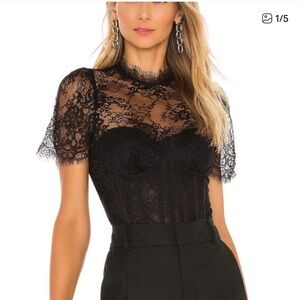 ASTR Label Lacie Bodysuit Black Lace Medium Sexy Womens short sleeve